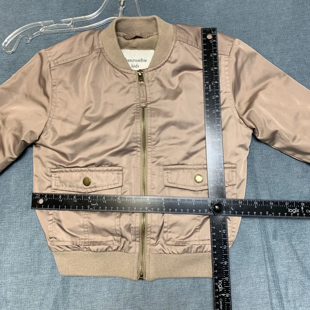 Abercrombie Kids Bomber Jacket Boys 5-6 Brown Fleece Lined Ribbed Hem Full Zip